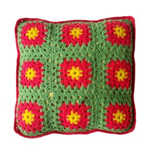 Coussin Grany crochet vert orange