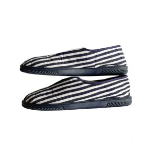 Ballerines coton rayees blanc marine