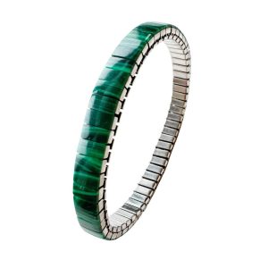 Bracelet métal élastique malachite