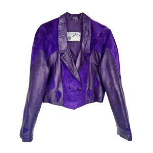 Veste cuir et daim violette Sammy Jo