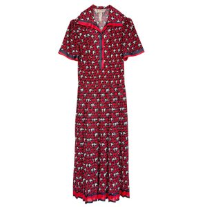 Robe fluide Tricosa oiseaux marine rouge