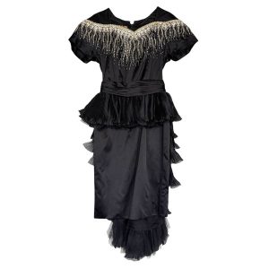Robe soir Alima noire satin duchesse
