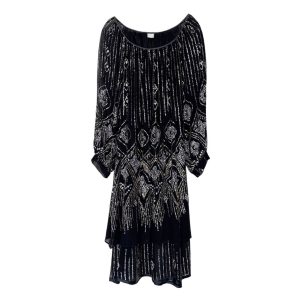Robe voile noire paillettes