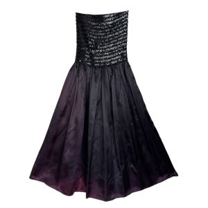 Robe longue noire sequins 80s
