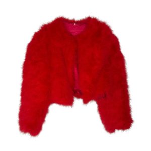 Gilet en plumes rouges 80s