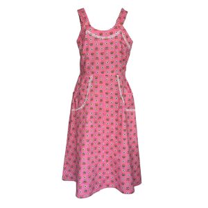 Robe tablier fleurs coton 70s