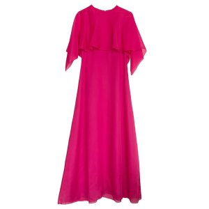 Robe longue voile fuschia