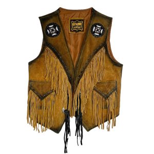Gilet daim bicolor franges