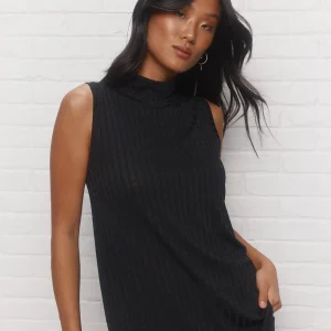 Camisole noire texturée col montant | Lombok