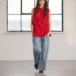 Claire | Chemise rouge sans manches