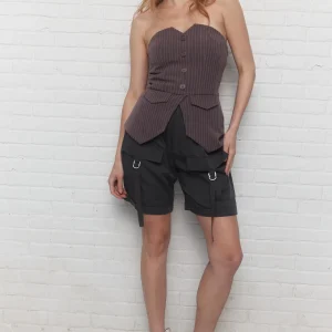 Bruce | Bustier ligné brun