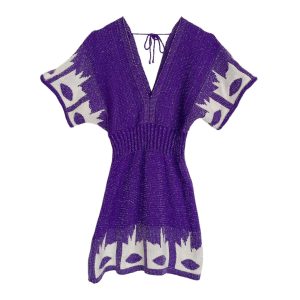 Mini robe maille violette lurex
