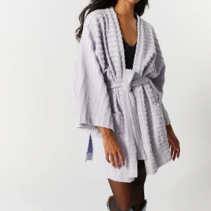Veste kimono lilas texturé | Mekong