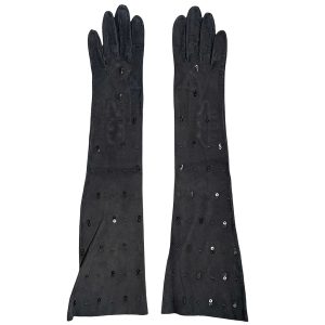Gants daim noir paillettes