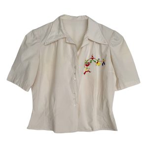 Blouse en coton brodée 40s