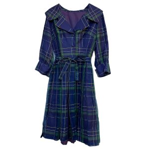 Robe tartan organza soie 50s