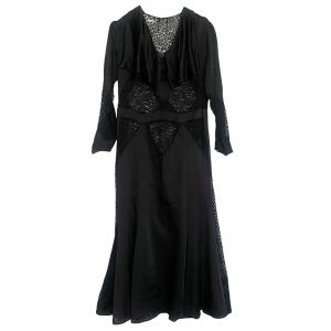 Robe noire satin et dentelle 20s