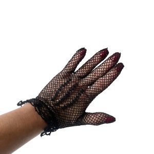 Gants courts plumetis noirs