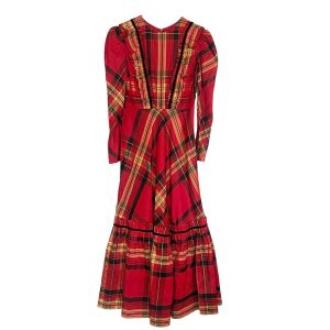 Robe taffetas tartan rouge