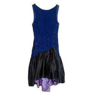 Robe bleue noire velours satin
