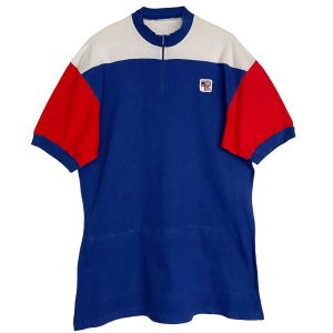 Tshirt cycliste coton bleu rouge