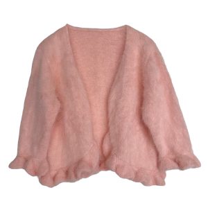 Gilet rose pastel en laine angora