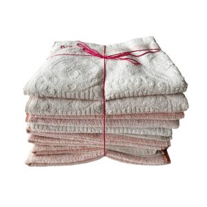 Serviettes de bain brodées rouge