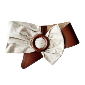 Ceinture beige cuir coton