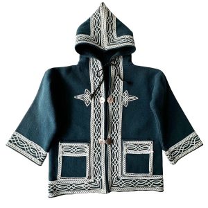 Burnous lainage kid bleu canard