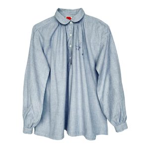 Blouse bleue ciel coton 70s