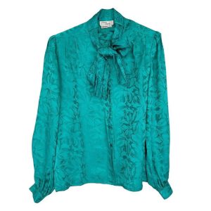 Blouse soie verte 80s Suzy Cheng