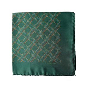 Pochette Hermès soie vert losanges