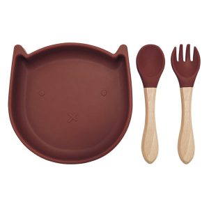 Coffret repas bébé assiette et couverts ventouse- Chaton