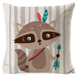 Housse de coussin – La tribu raton laveur