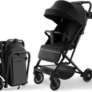 Poussette compacte HaShow – Dossier réglable, noire, pour enfants de 0 à 3 ans