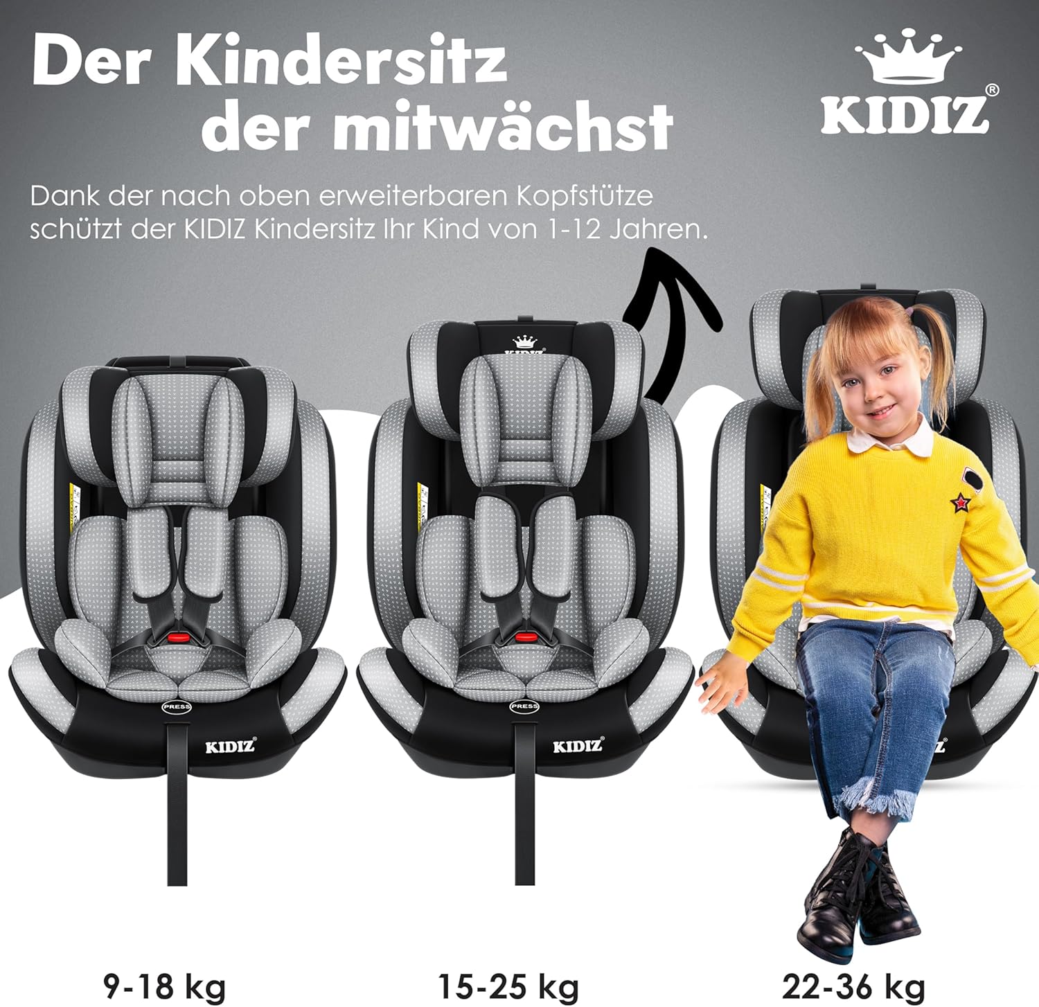 KIDIZ® Siège auto Triangle Premium Groupe 1/2/3 – 9 à 36 kg – Image 7