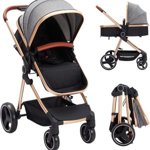 Poussette 2 en 1 Baloveby – Landau Bébé Transformable avec Harnais 5 Points et Structure en Aluminium
