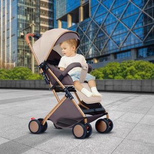 Poussette 3 Roues HUOLE B-Kaki – Pliage Compact & Tout Terrain