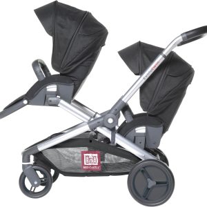 **Poussette Evolutwin Red Castle – Jumeaux/Tandem, Réversible, Noir**