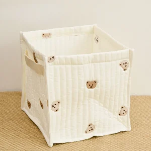 Panier de rangement à motif en gaze de coton