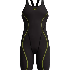 Maillot de compétition Fastskin Hyperspark Kneeskin Open Back pour femmes - Noir