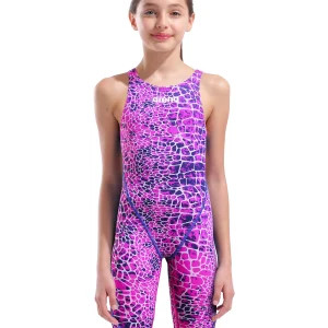 Maillot de compétition Powerskin St Next Open Back Jr pour filles E.L. - Snake Pink