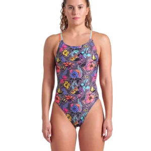 Maillot de bain une-pièce Vivid Repear Lace Plus Back pour femmes - Gris/Eau/Corail