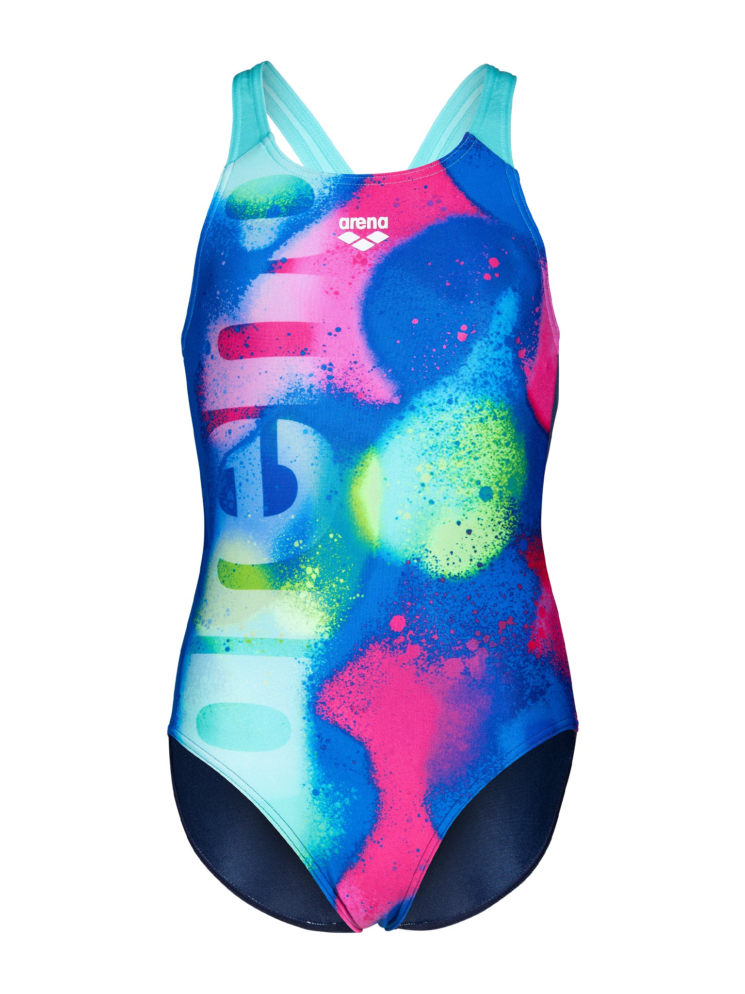 Maillot de bain une-pièce Spray Paint Pro Back pour filles - Marine/Eau – Image 2