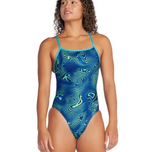 Maillot une-pièce Printed Tri Back pour femmes - Bleu Cobalt
