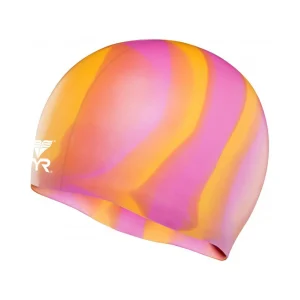 Bonnet de natation Tie Dye en silicone - Orange/Rose