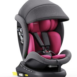 XOMAX 946i Siège Auto Évolutif 0-36 kg – Rotatif 360° avec ISOFIX, Gris-Rose