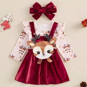 Tenue Premier Noël Bébé Fille Faon