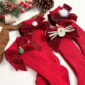 Chaussettes De Noël Hautes Rouges Enfants