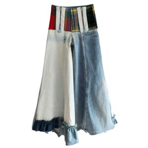 Pattes dEph patchwork jean Tartan